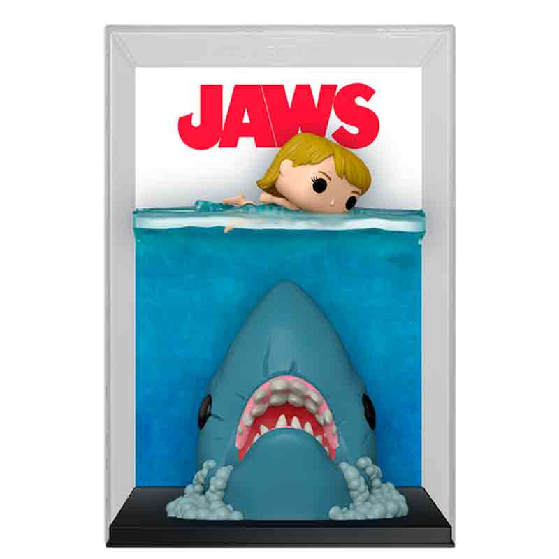 Funko Great White Shark – Jaws Movie VHS 50th Anniversary Funko Cover Pop Exclusivo 21 pelicula tiburon 1975 50 aniversario poster gran tiburon blanco con nadador en el mar – PREVENTA