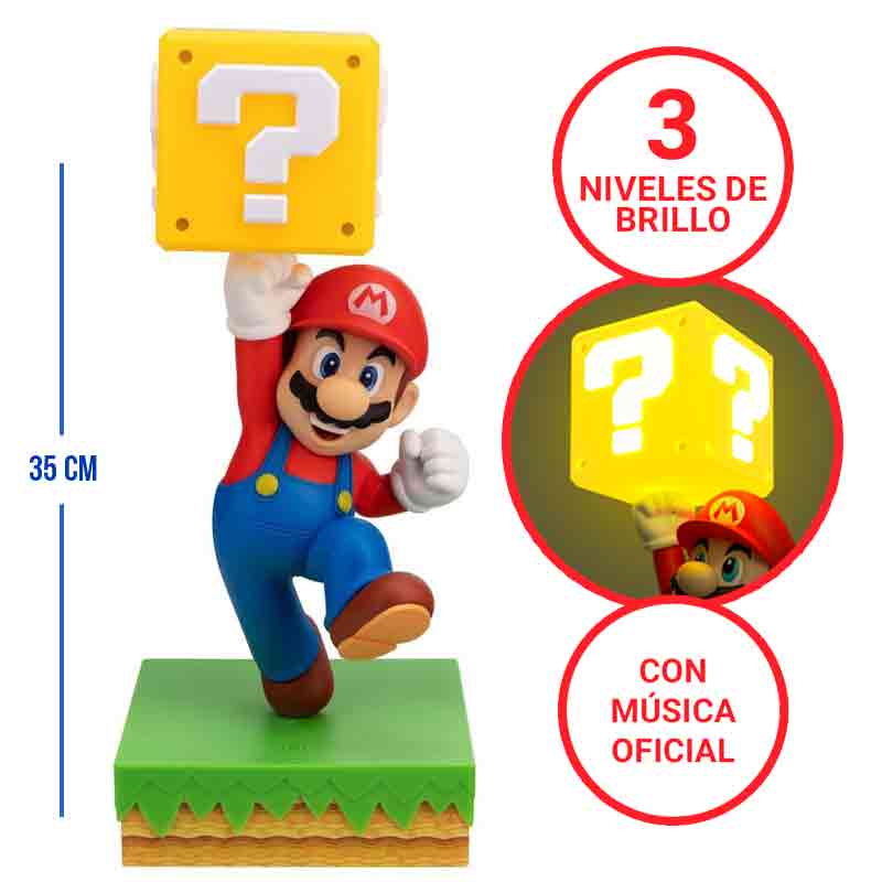 Foto de Lampara Super Mario Bros Diorama con Sonido Paladone Lamp Light en forma de cubo video juego de Nintendo de MarioBros - PREVENTA
