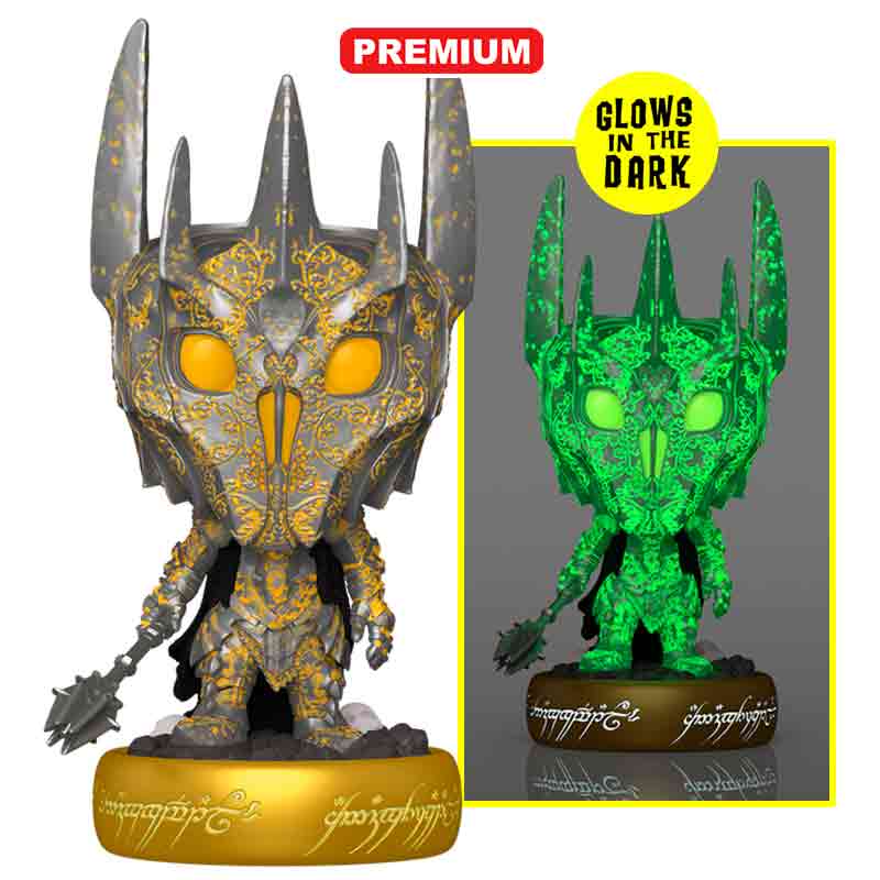 Foto de Funko Sauron (GITD) - The Lord of the Rings The Hobbit Trilogy Movies Funko Premium Glow in the Dark Pop 2161 El Señor de los Anillos Pelicula TLOTR villano señor oscuro con arma armadura y anillo unico que brilla en la oscuridad- PREVENTA